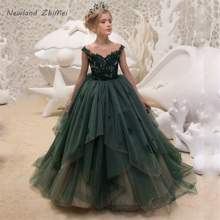 Greyish-Green Flower Girl Dresses For Weddings A L..